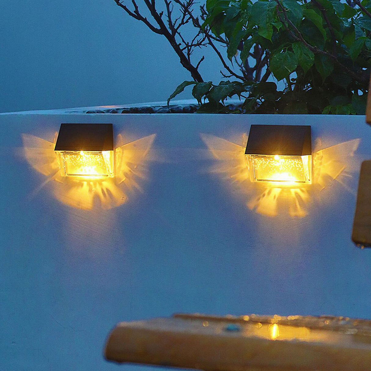 Solar Deck Lights Energy Saving Eco Friendly Warm Light RGB Intelligent Control IP56 Waterproof Fence Lights