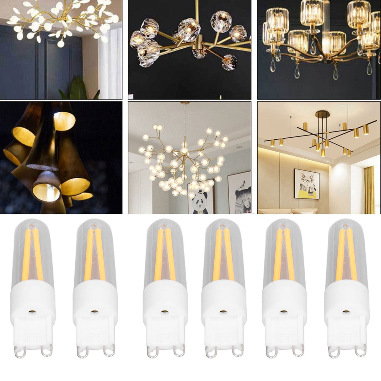 10Pcs G9 LED Bulb 3W 200LM Long Filament Bulbs for Chandelier Ceiling Lamp Table Lamp Warm White 220V