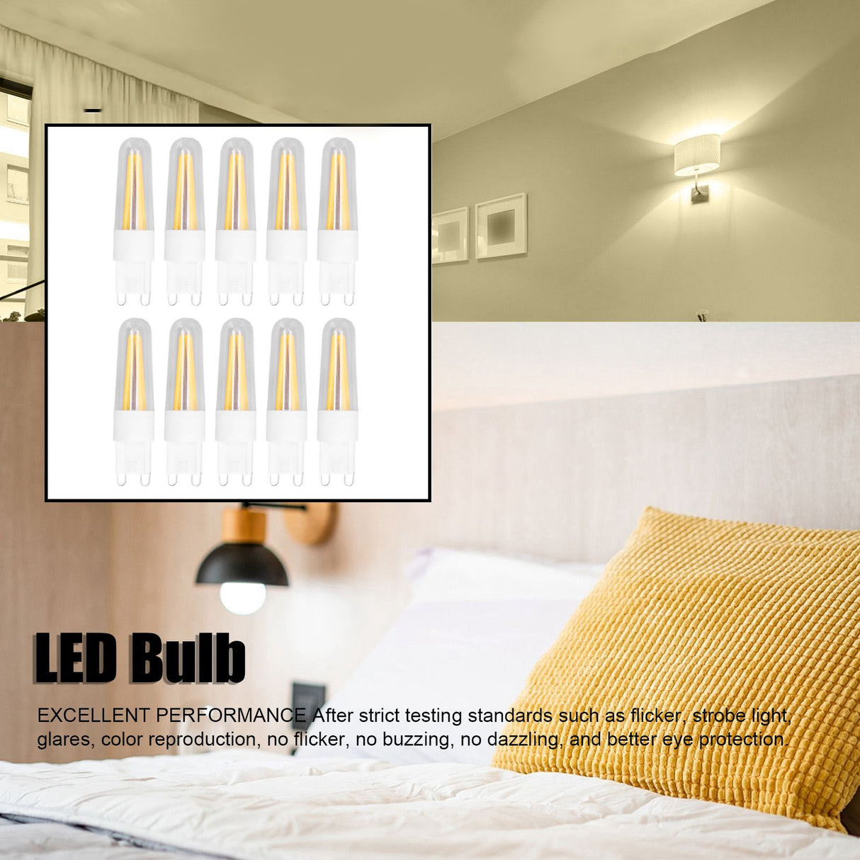 10Pcs G9 LED Bulb 3W 200LM Long Filament Bulbs for Chandelier Ceiling Lamp Table Lamp Warm White 220V