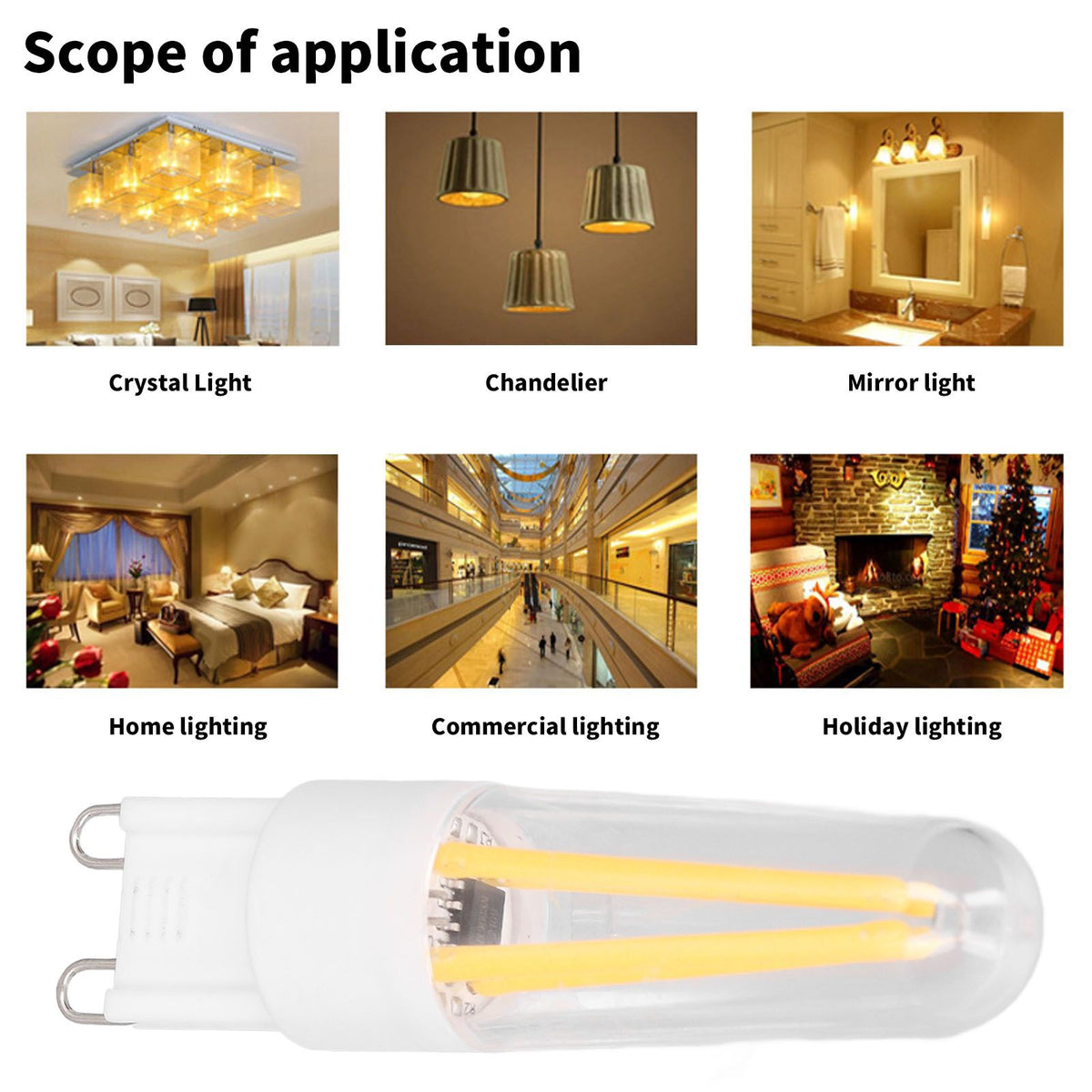 10Pcs G9 LED Bulb 3W 200LM Long Filament Bulbs for Chandelier Ceiling Lamp Table Lamp Warm White 220V