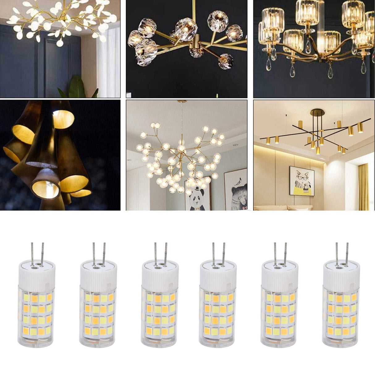 6PCS G4 Light Bulb 3 Light Color 220V Small Ceiling Lamp Bulb Wall Lamp Bulb for Home OfficeG4 5W 52LED