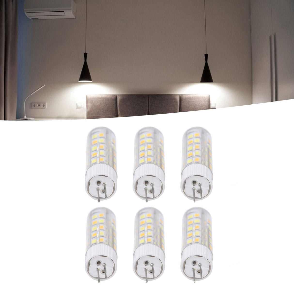 6PCS G4 Light Bulb 3 Light Color 220V Small Ceiling Lamp Bulb Wall Lamp Bulb for Home OfficeG4 7W 64LED