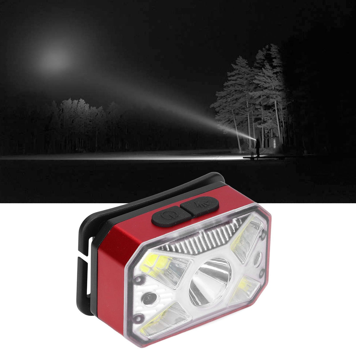 LED Headlight Outdoor COB Induction Headlight USB Charging Head Flashlight for Night RunningRed