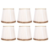 6Pcs Fabric Mesh Lamp Shade Clip On Lampshade Beige Golden Edge Style for E14 Chandelier Ceiling Lamp