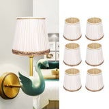 6Pcs Fabric Mesh Lamp Shade Clip On Lampshade Beige Golden Edge Style for E14 Chandelier Ceiling Lamp