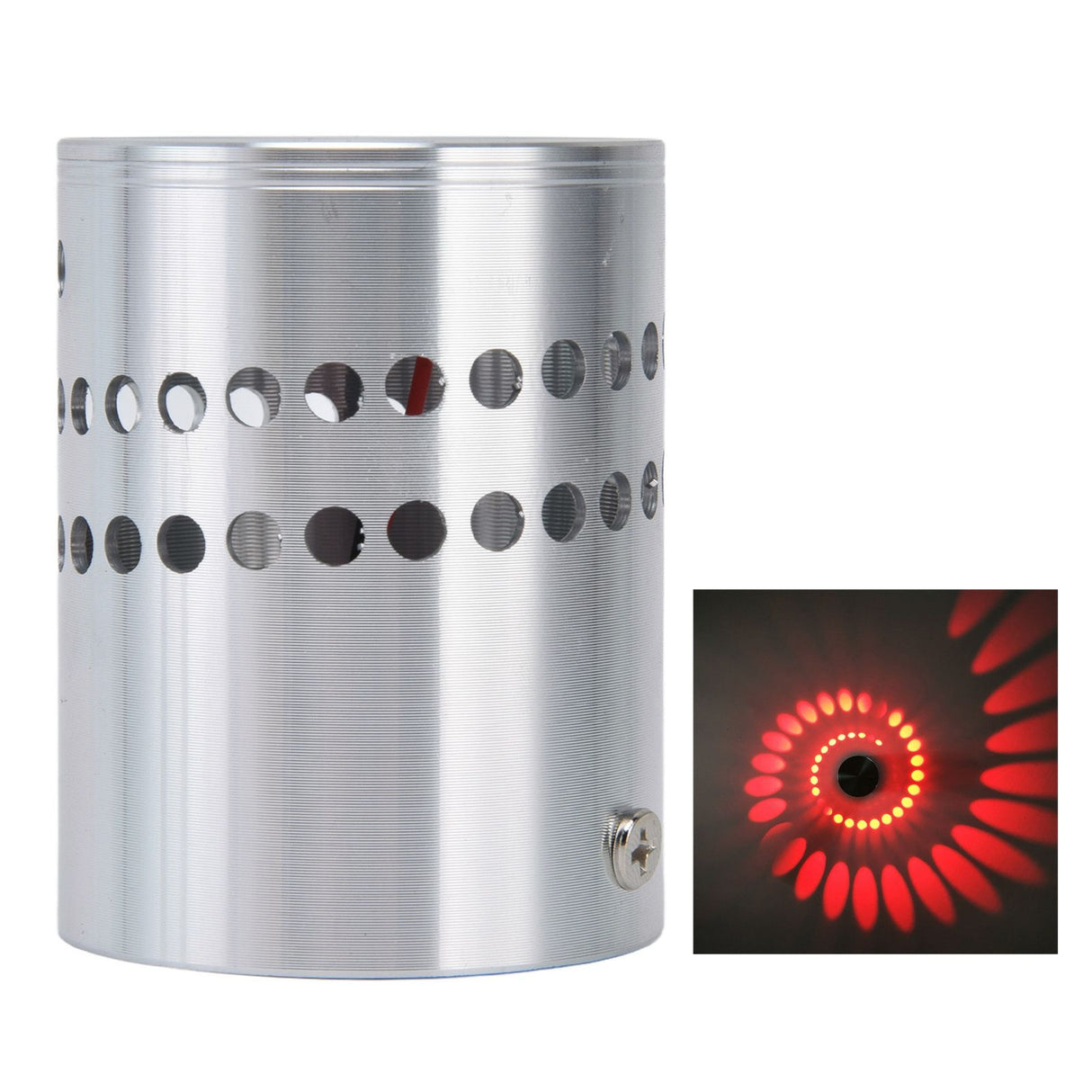 LED Aluminum Spiral Hole Wall Light Corrosion Resistance 3W Dimmable Spiral Lamp for Porch Living RoomRed
