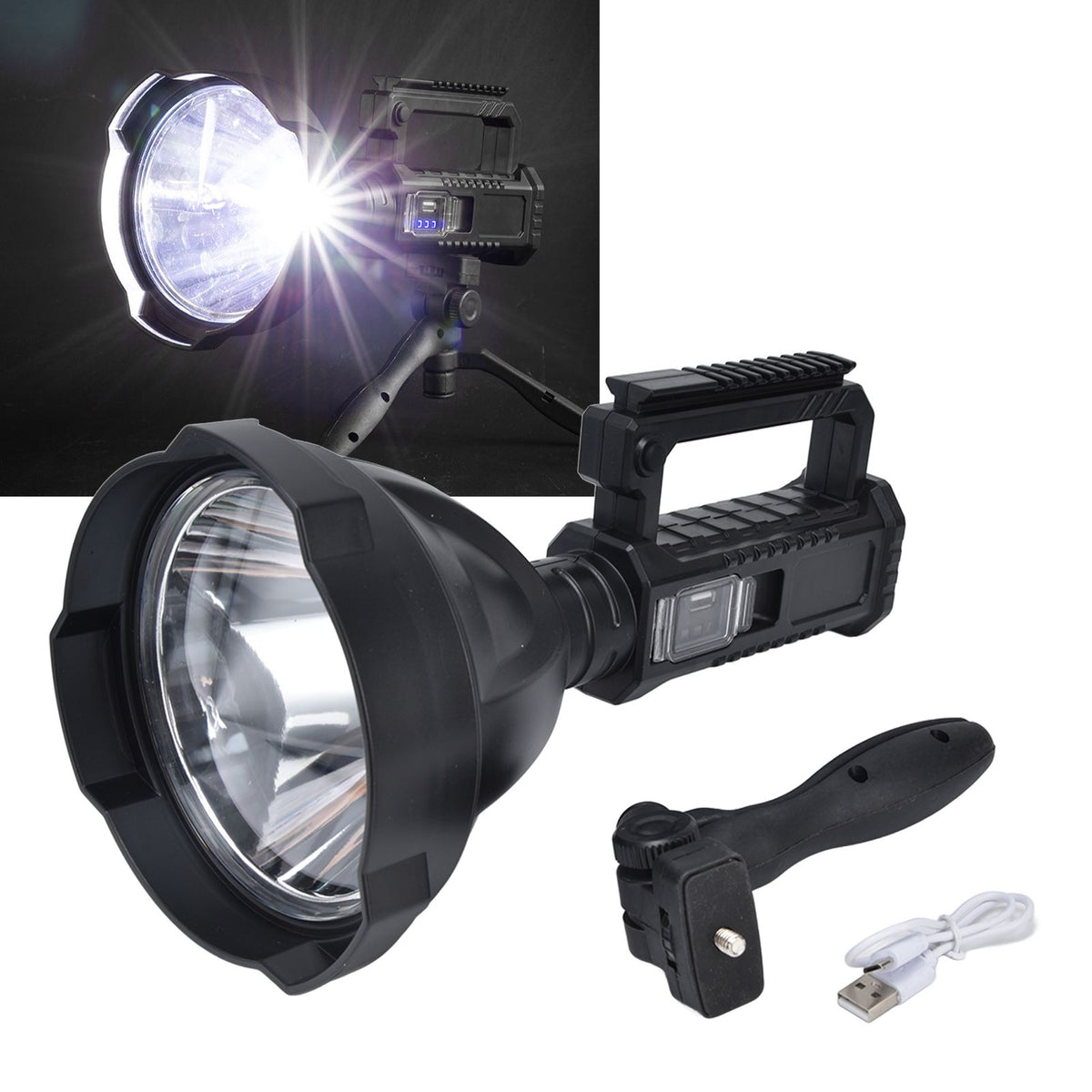 P50 Super Bright LED Searchlight Dual Light Source USB Rechargeable Waterproof Spotlight for Adventure Tourism