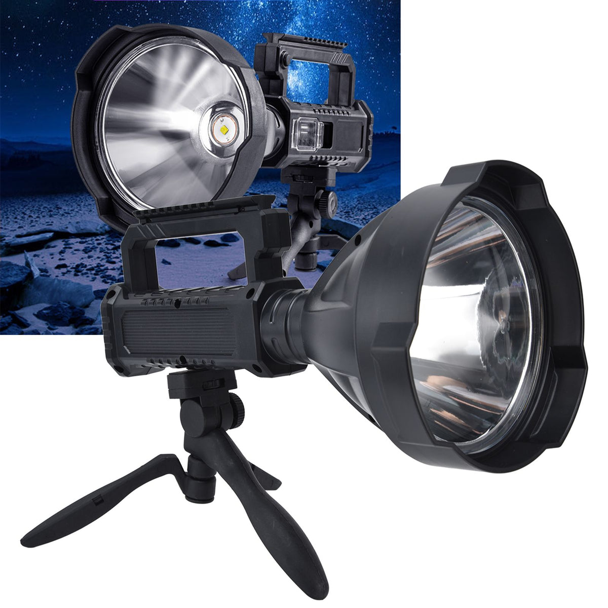 P50 Super Bright LED Searchlight Dual Light Source USB Rechargeable Waterproof Spotlight for Adventure Tourism