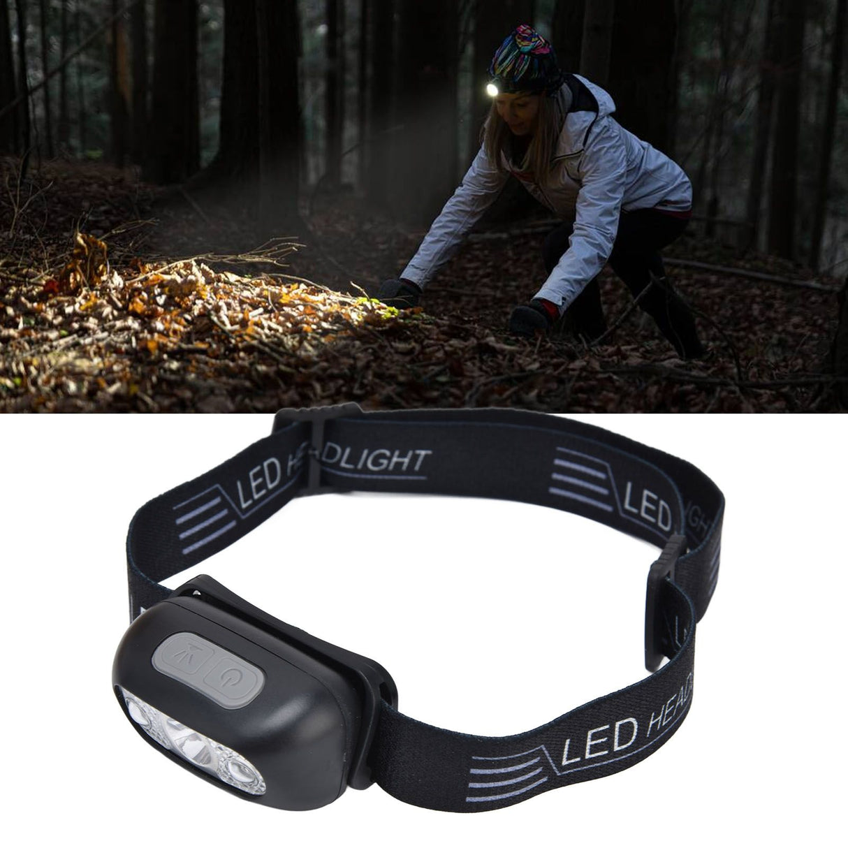 LED Headlamp Multifunctional Adjustable Angle Waterproof USB Charging Motion Sensor Portable Head Flashlight