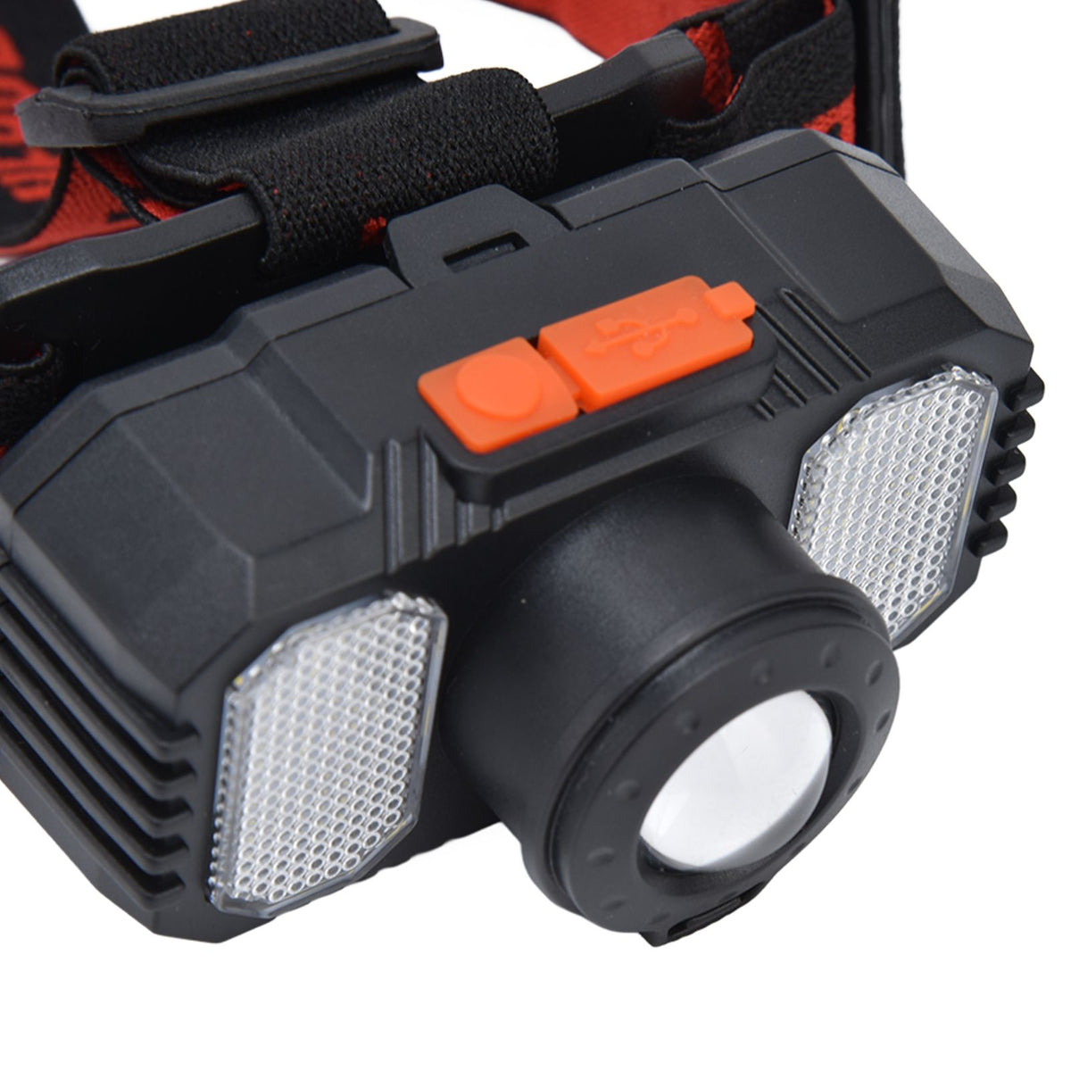 LED Headlight USB Charging Adjustable Zoom Dual Light Sources Waterproof Portable Headlight for Fishing Running