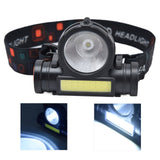 Headlamp LED COB Dual Use Adjustable USB Rechargeable Waterproof LED Headlamp for Outdoor Camping Hunting Fishing - Close-Up Angle