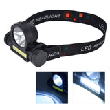 Headlamp LED COB Dual Use Adjustable USB Rechargeable Waterproof LED Headlamp for Outdoor Camping Hunting Fishing