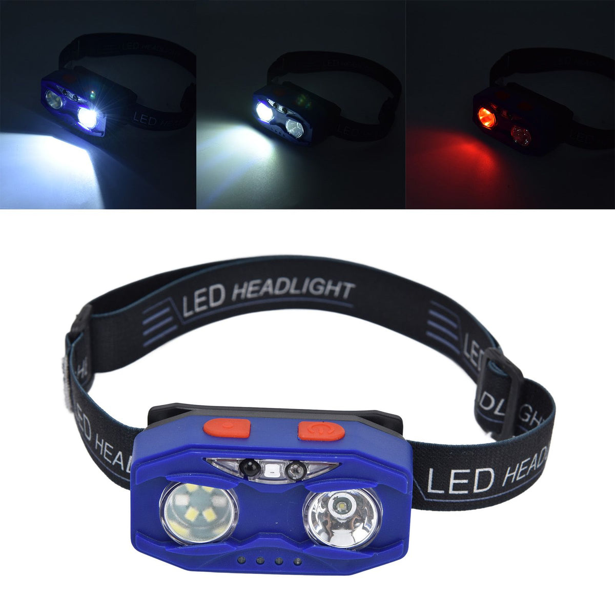 LED Headlamp Smart Switch Waving Induction USB Charging Waterproof Dual Light Source Adjustable Headband Light