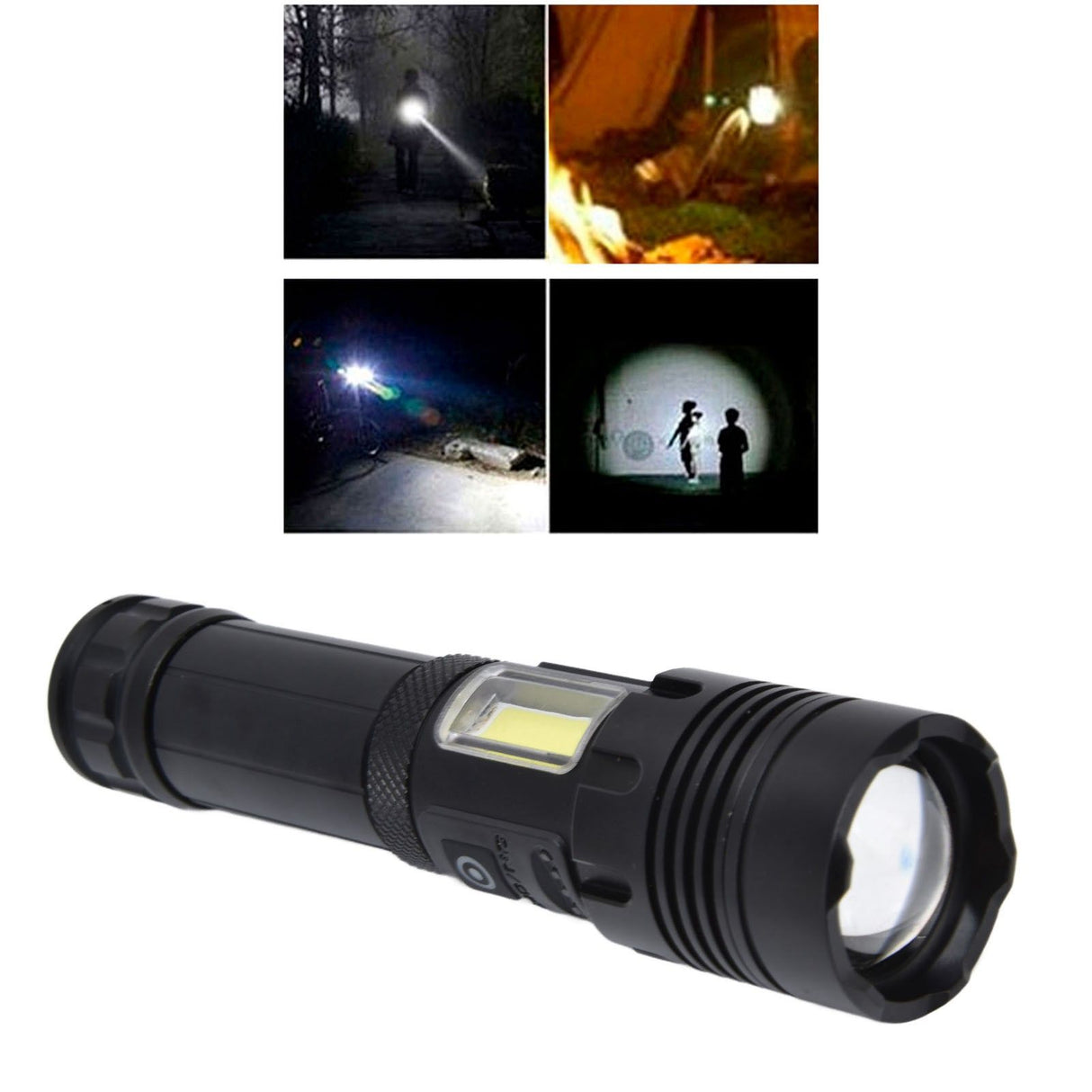 Glare Flashlight Super Bright Waterproof Zoomable with Power Display for Outdoor