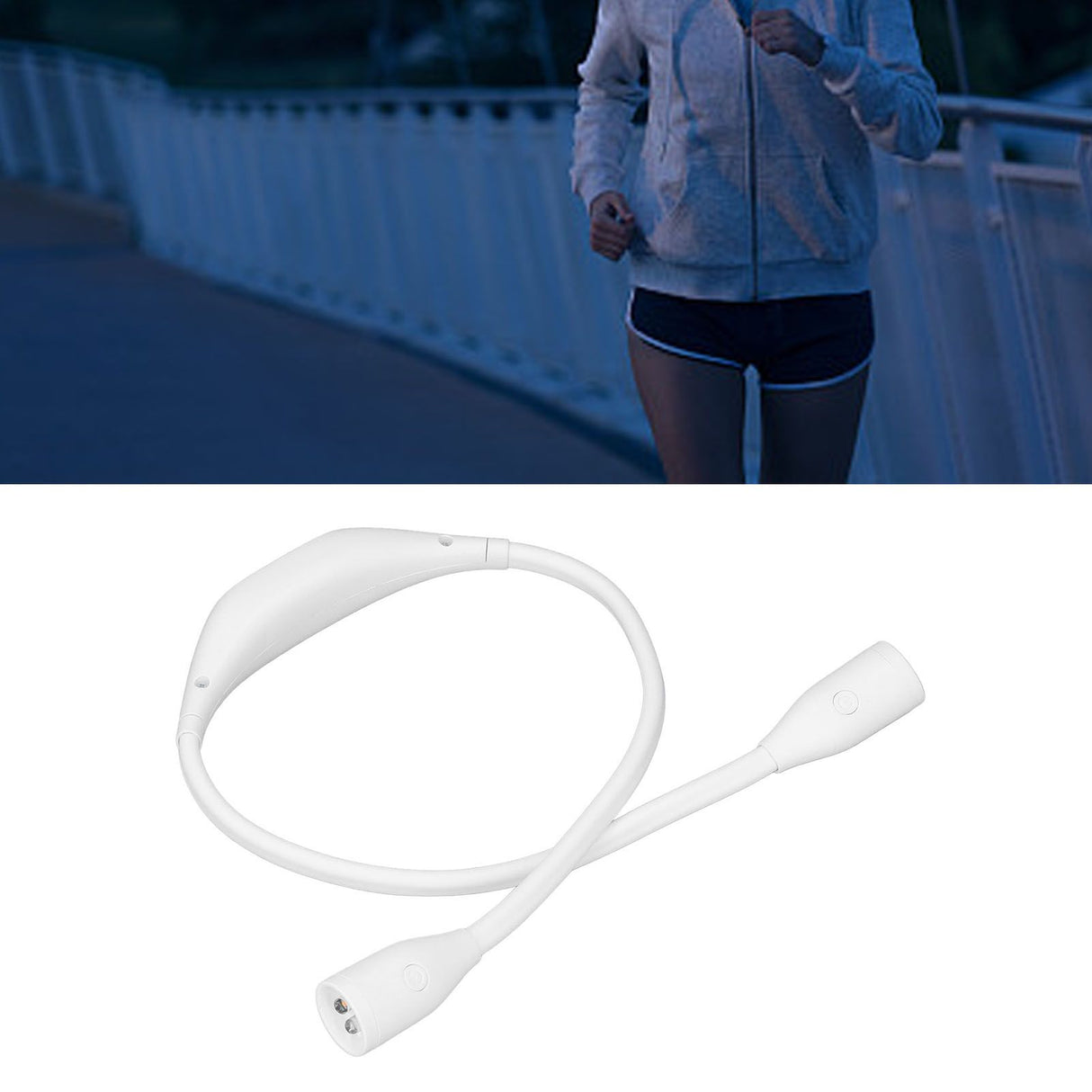 Neck Light USB Rechargeable 3 Brightness Levels 360° Flexible LED Neck Reading Lamp for Running RepairingWhite