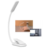 LED Desk Lamp Clip Design Three Level Adjustment Mini Foldable White USB Touch Table Light