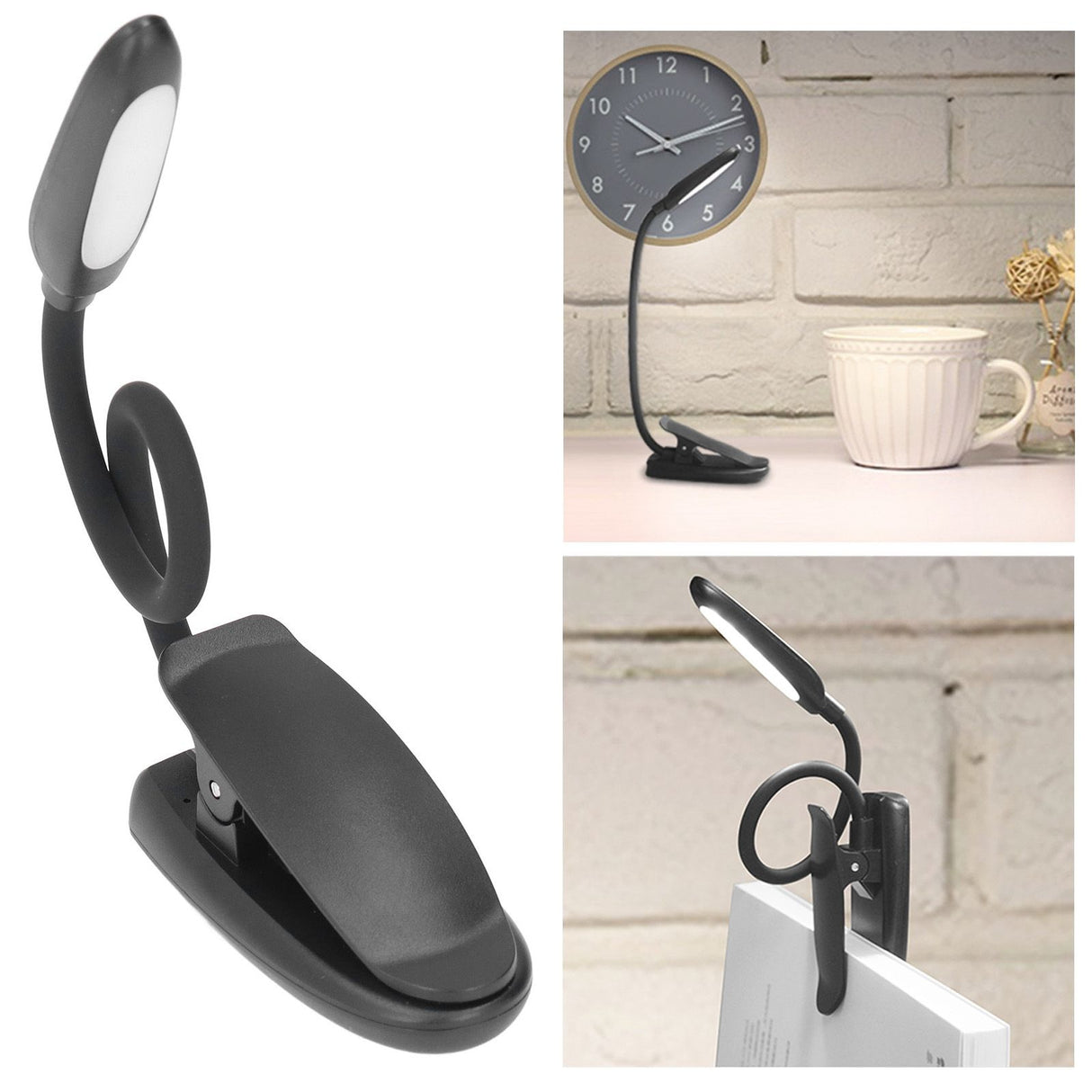 Clip On Light Reading Light 6 LED USB Charging Desk Lamp with 360° Flexible Gooseneck Clamp for Desk Headboard