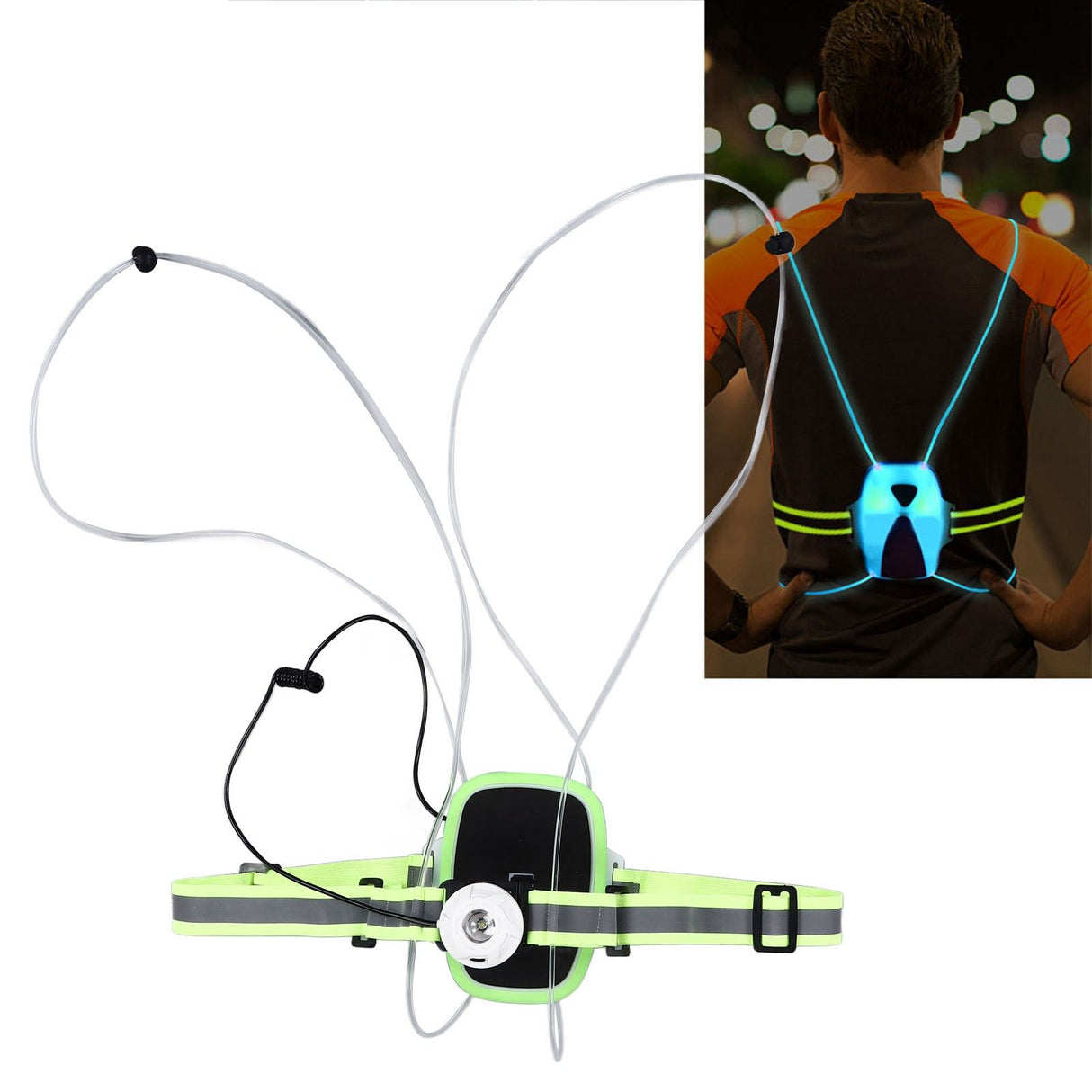 Reflective Running Vest LED USB Charging RGB 6 Colors Adjustable Lightweight Strong Light Waterproof Running Light Vest