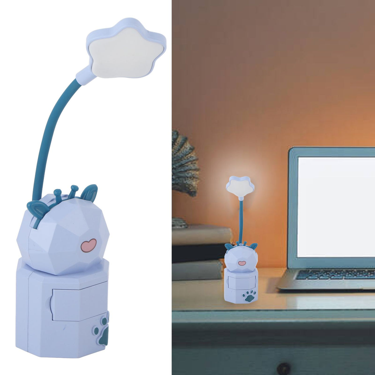 Kids Reading Light Cute Design USB Charging Warm Light 360 Degrees Gooseneck Adjustment Safe Material Kids LampPurple