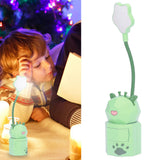 Kids Reading Light Cute Design USB Charging Warm Light 360 Degrees Gooseneck Adjustment Safe Material Kids LampGreen - Extra Image