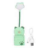 LED Desk Lamp USB Charging Warm Light Cute Cartoon Design Eye Protection Table Light with Storage BoxGreen