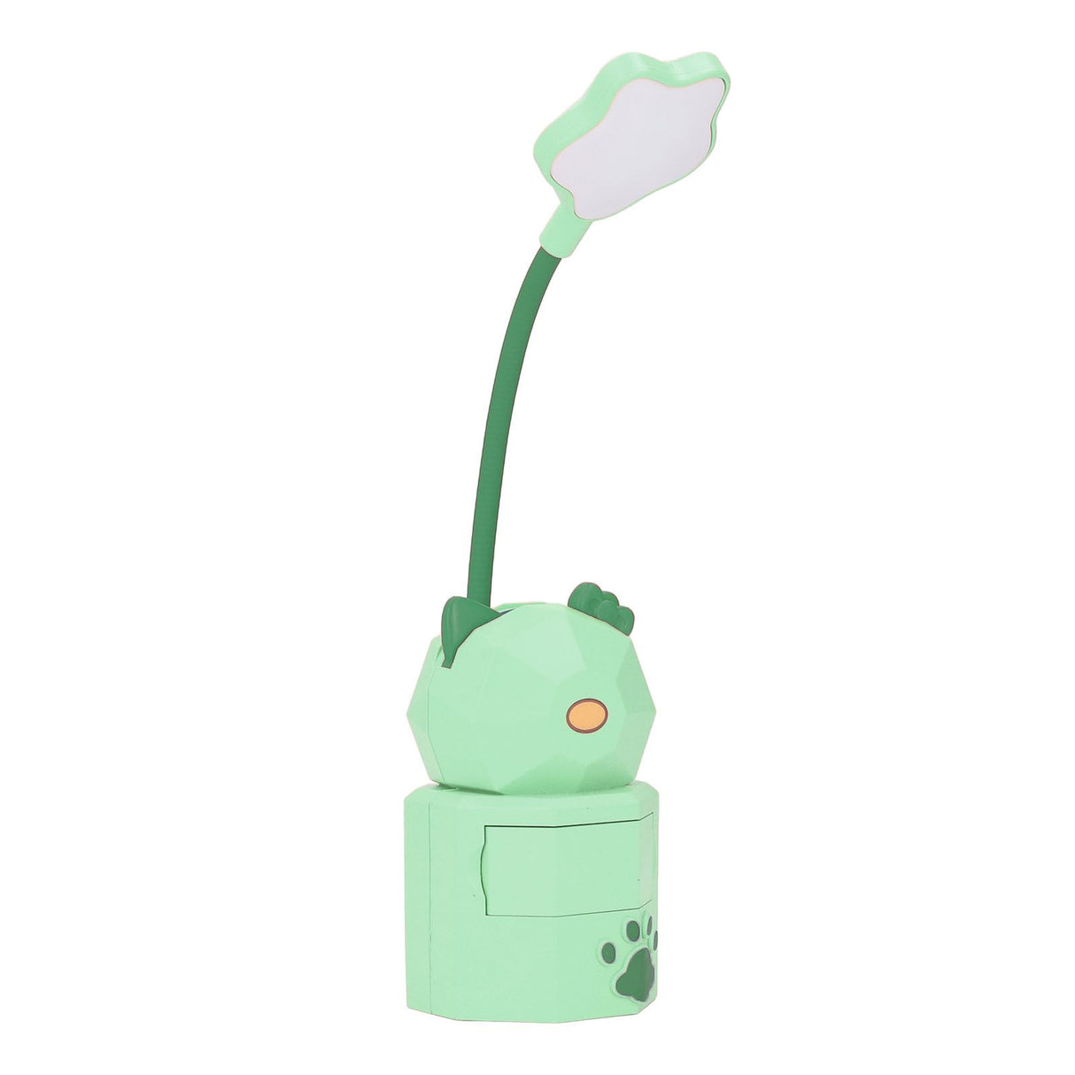 LED Desk Lamp USB Charging Warm Light Cute Cartoon Design Eye Protection Table Light with Storage BoxGreen