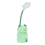 LED Desk Lamp USB Charging Warm Light Cute Cartoon Design Eye Protection Table Light with Storage BoxGreen