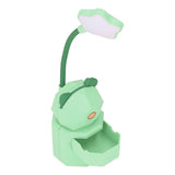 LED Desk Lamp USB Charging Warm Light Cute Cartoon Design Eye Protection Table Light with Storage BoxGreen