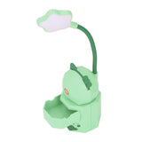 LED Desk Lamp USB Charging Warm Light Cute Cartoon Design Eye Protection Table Light with Storage BoxGreen