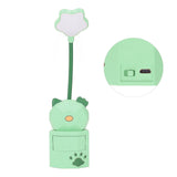 LED Desk Lamp USB Charging Warm Light Cute Cartoon Design Eye Protection Table Light with Storage BoxGreen - Extra Image