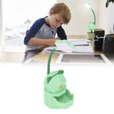 LED Desk Lamp USB Charging Warm Light Cute Cartoon Design Eye Protection Table Light with Storage BoxGreen