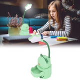 LED Desk Lamp USB Charging Warm Light Cute Cartoon Design Eye Protection Table Light with Storage BoxGreen
