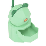 LED Desk Lamp USB Charging Warm Light Cute Cartoon Design Eye Protection Table Light with Storage BoxGreen