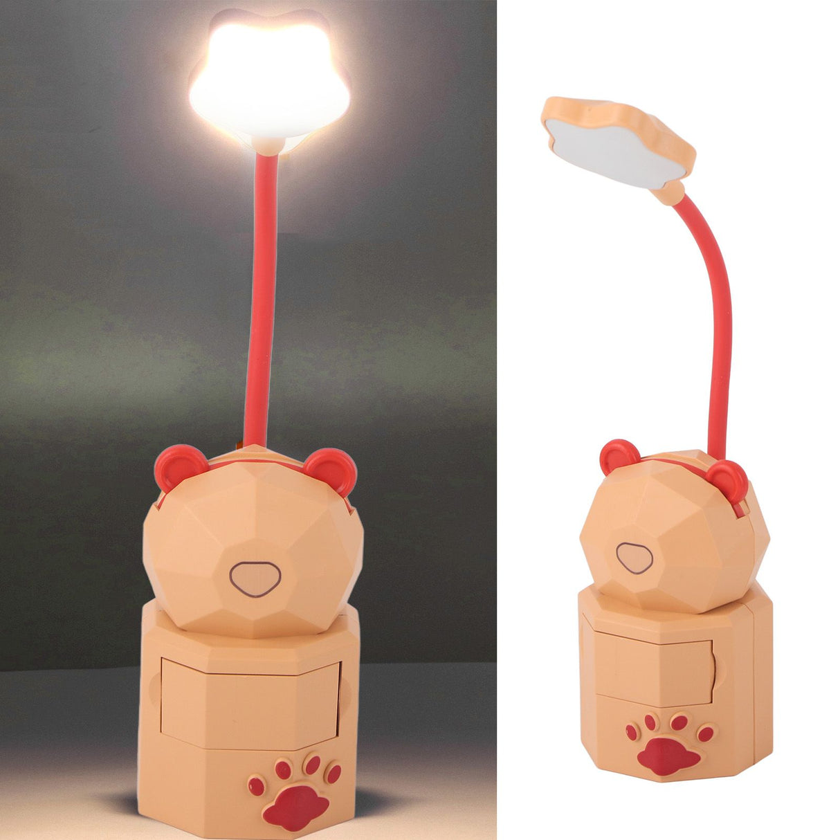 LED Cartoon Desk Lamp Eye Protection Reading Night Light USB Charging Table Lamp for Bedroom DormitoryYellow