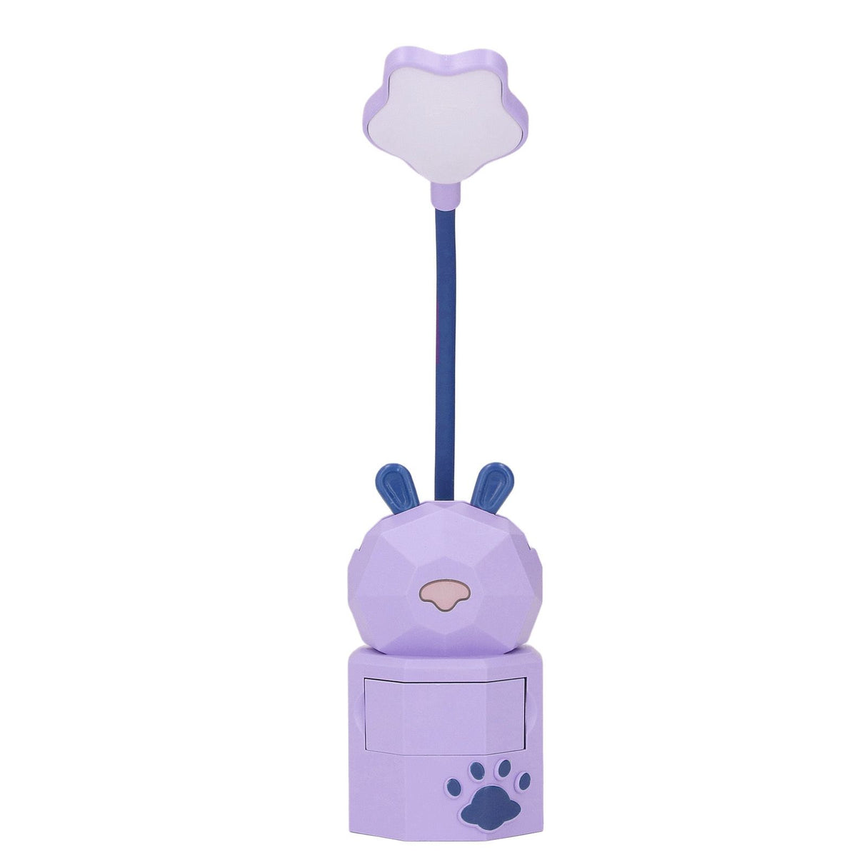 Kids Reading Light Cartoon Bunny USB Charging Omnidirectional Gooseneck Safe Durable Storage Box Warm Light Kids Desk LampPurple