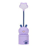 Kids Reading Light Cartoon Bunny USB Charging Omnidirectional Gooseneck Safe Durable Storage Box Warm Light Kids Desk LampPurple - Front View
