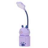 Kids Reading Light Cartoon Bunny USB Charging Omnidirectional Gooseneck Safe Durable Storage Box Warm Light Kids Desk LampPurple - Top-Down View