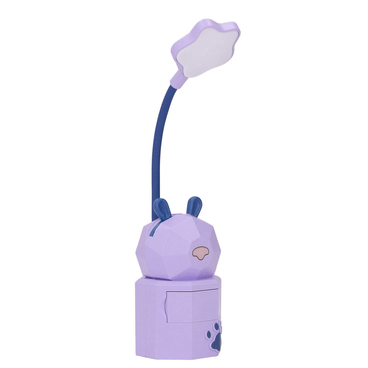 Kids Reading Light Cartoon Bunny USB Charging Omnidirectional Gooseneck Safe Durable Storage Box Warm Light Kids Desk LampPurple