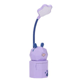 Kids Reading Light Cartoon Bunny USB Charging Omnidirectional Gooseneck Safe Durable Storage Box Warm Light Kids Desk LampPurple - Rear View
