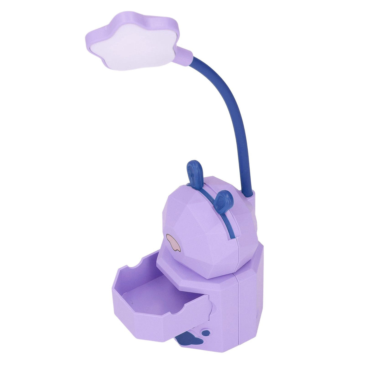 Kids Reading Light Cartoon Bunny USB Charging Omnidirectional Gooseneck Safe Durable Storage Box Warm Light Kids Desk LampPurple