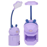 Kids Reading Light Cartoon Bunny USB Charging Omnidirectional Gooseneck Safe Durable Storage Box Warm Light Kids Desk LampPurple - Low Angle