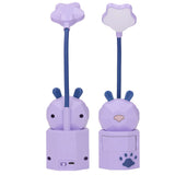 Kids Reading Light Cartoon Bunny USB Charging Omnidirectional Gooseneck Safe Durable Storage Box Warm Light Kids Desk LampPurple - Extra Image