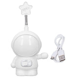 LED Desk Lamp 2 Lighting Modes Eye Protection USB Charging Astronaut Night Light with Pencil Sharpener for Home DeskWhite