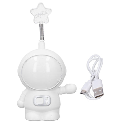 LED Desk Lamp 2 Lighting Modes Eye Protection USB Charging Astronaut Night Light with Pencil Sharpener for Home DeskWhite