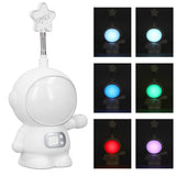 LED Desk Lamp 2 Lighting Modes Eye Protection USB Charging Astronaut Night Light with Pencil Sharpener for Home DeskWhite