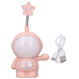 LED Desk Lamp 2 Lighting Modes Eye Protection USB Charging Astronaut Night Light with Pencil Sharpener for Home DeskPink