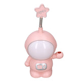 LED Desk Lamp 2 Lighting Modes Eye Protection USB Charging Astronaut Night Light with Pencil Sharpener for Home DeskPink