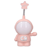 LED Desk Lamp 2 Lighting Modes Eye Protection USB Charging Astronaut Night Light with Pencil Sharpener for Home DeskPink