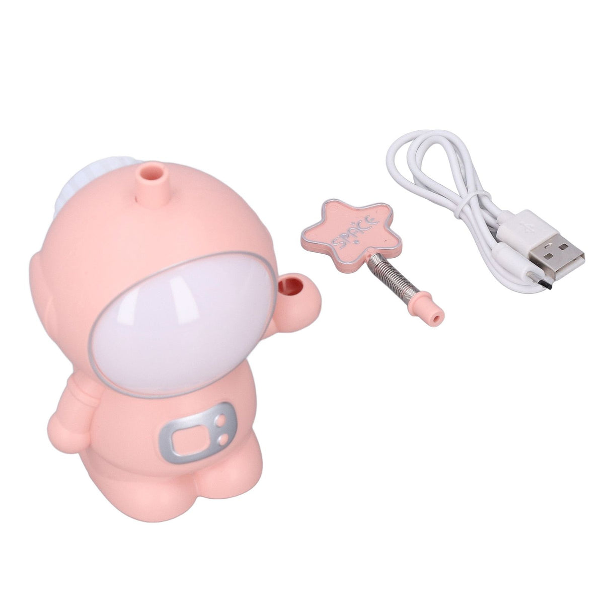LED Desk Lamp 2 Lighting Modes Eye Protection USB Charging Astronaut Night Light with Pencil Sharpener for Home DeskPink