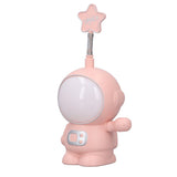 LED Desk Lamp 2 Lighting Modes Eye Protection USB Charging Astronaut Night Light with Pencil Sharpener for Home DeskPink